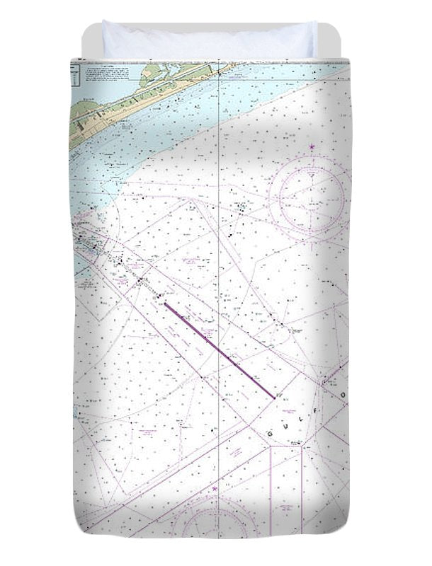 Nautical Chart-11323 Approaches-galveston Bay - Duvet Cover