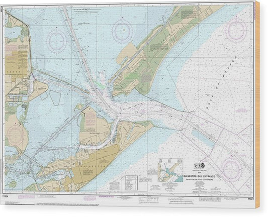 Nautical Chart-11324 Galveston Bay Entrance Galveston-Texas City Harbors Wood Print