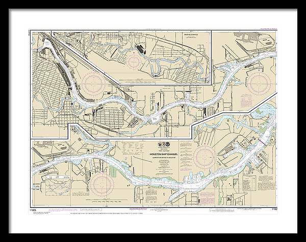 Nautical Chart-11325 Houston Ship Channel Carpenters Bayou-houston - Framed Print