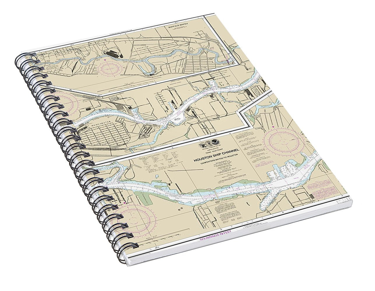 Nautical Chart-11325 Houston Ship Channel Carpenters Bayou-houston - Spiral Notebook