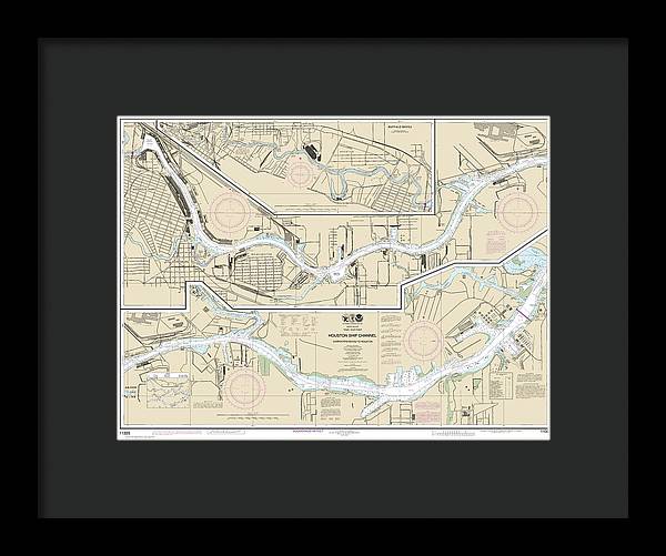 Nautical Chart-11325 Houston Ship Channel Carpenters Bayou-houston - Framed Print