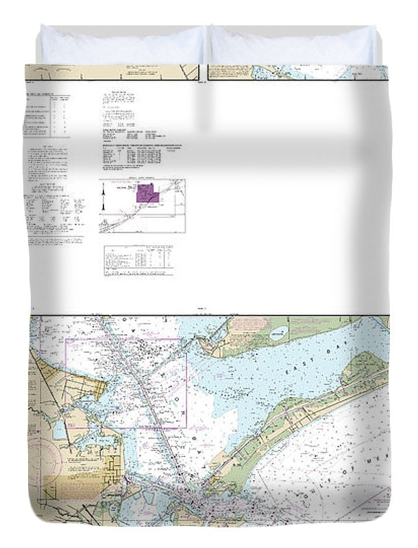 Nautical Chart-11326 Galveston Bay - Duvet Cover