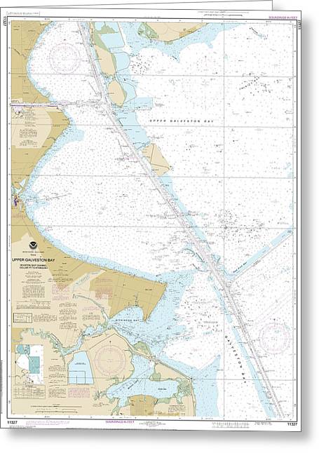 Nautical Chart-11327 Upper Galveston Bay-houston Ship Channel-dollar Pt-atkinson - Greeting Card