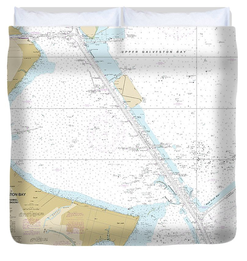 Nautical Chart 11327 Upper Galveston Bay Houston Ship Channel Dollar Pt Atkinson Duvet Cover