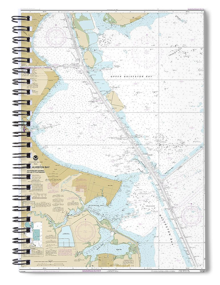Nautical Chart 11327 Upper Galveston Bay Houston Ship Channel Dollar Pt Atkinson Spiral Notebook