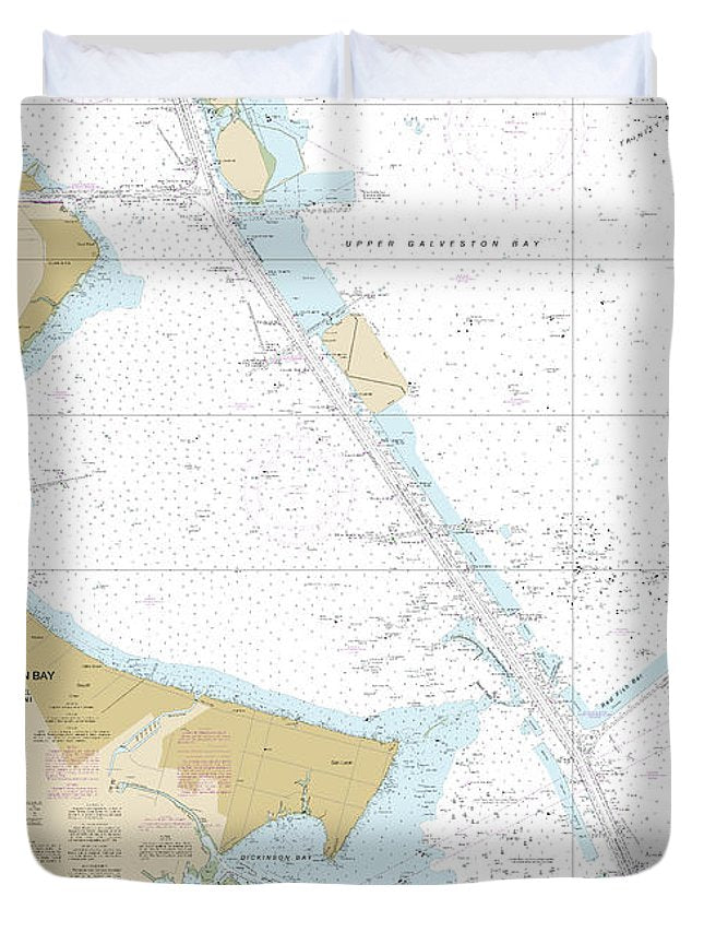 Nautical Chart-11327 Upper Galveston Bay-houston Ship Channel-dollar Pt-atkinson - Duvet Cover