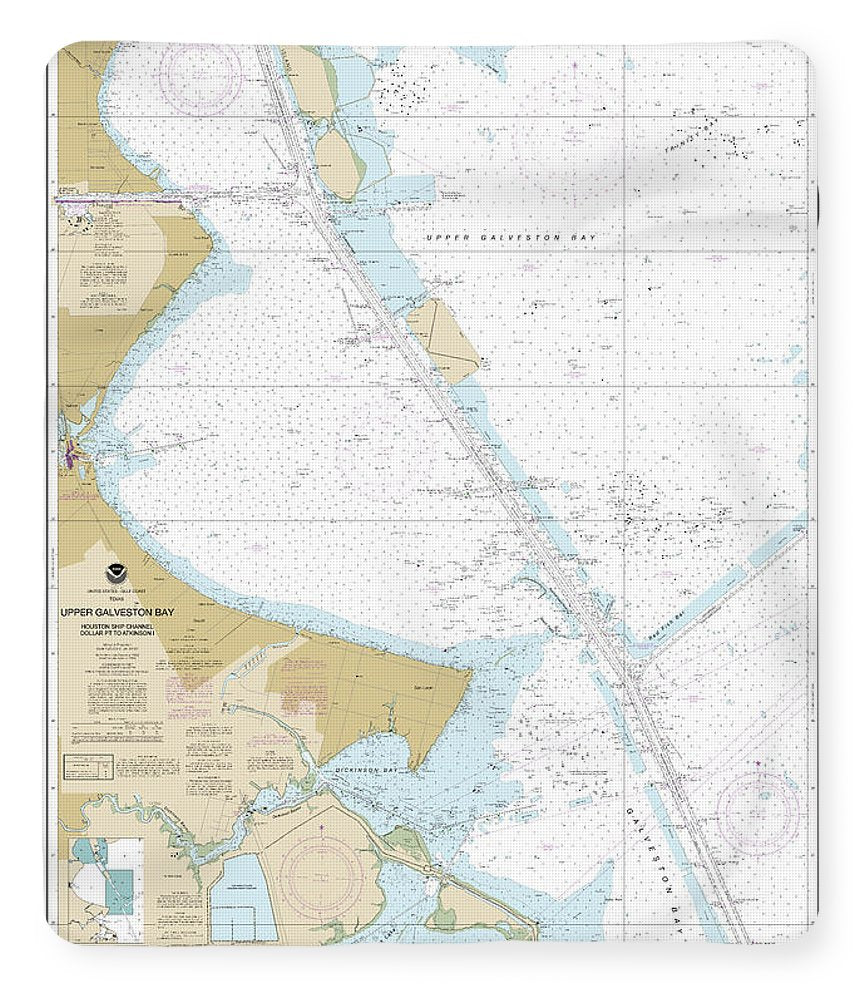 Nautical Chart-11327 Upper Galveston Bay-houston Ship Channel-dollar Pt-atkinson - Blanket