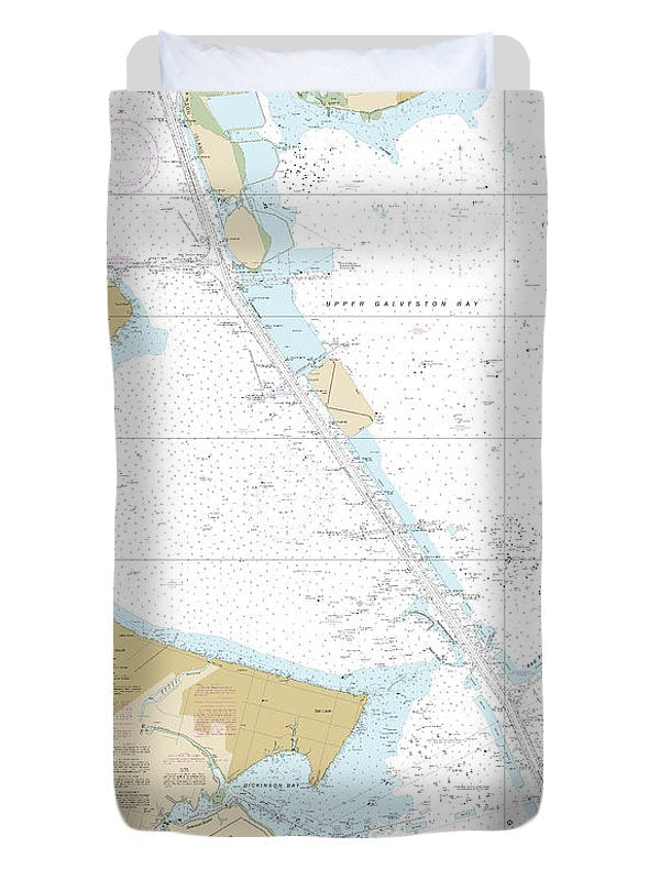 Nautical Chart-11327 Upper Galveston Bay-houston Ship Channel-dollar Pt-atkinson - Duvet Cover