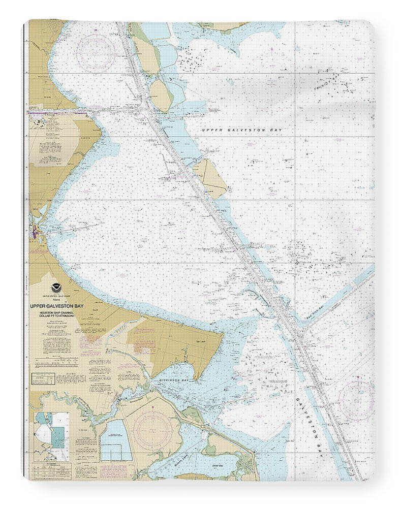 Nautical Chart-11327 Upper Galveston Bay-houston Ship Channel-dollar Pt-atkinson - Blanket