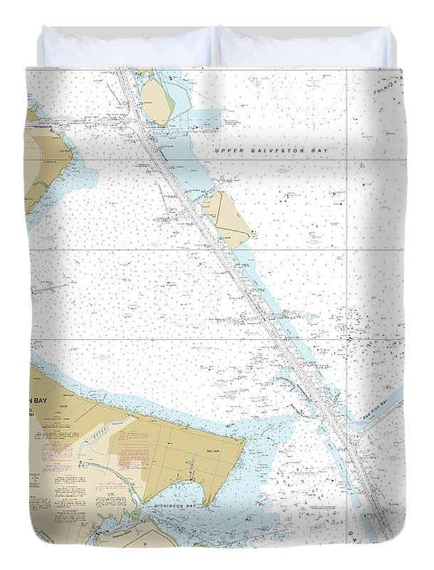 Nautical Chart-11327 Upper Galveston Bay-houston Ship Channel-dollar Pt-atkinson - Duvet Cover