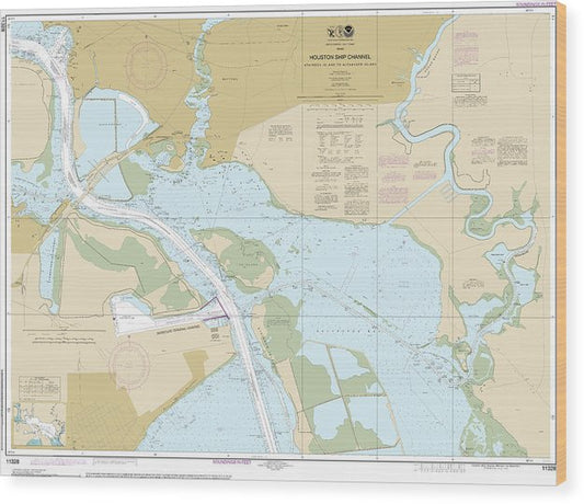 Nautical Chart-11328 Houston Ship Channel Atkinson Island-Alexander Island Wood Print
