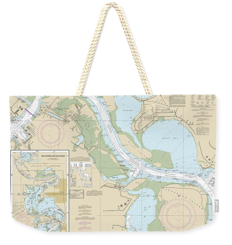 Nautical Chart-11329 Houston Ship Channel Alexander Island-carpenters Bayou, San Jacinto-old Rivers - Weekender Tote Bag