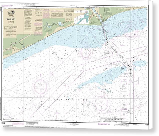 Nautical Chart-11332 Sabine Bank - Canvas Print
