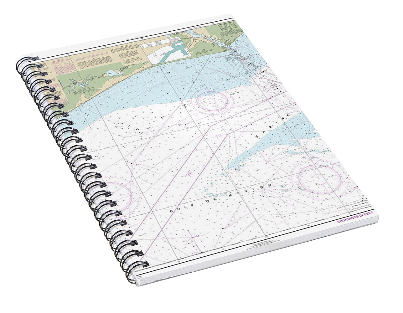 Nautical Chart-11332 Sabine Bank - Spiral Notebook