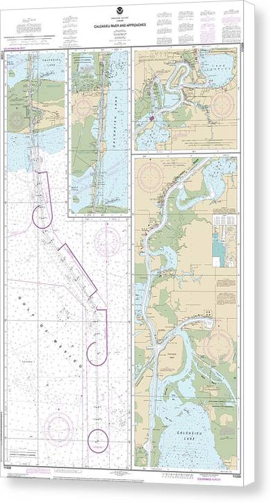Nautical Chart-11339 Calcasieu River-approaches - Canvas Print