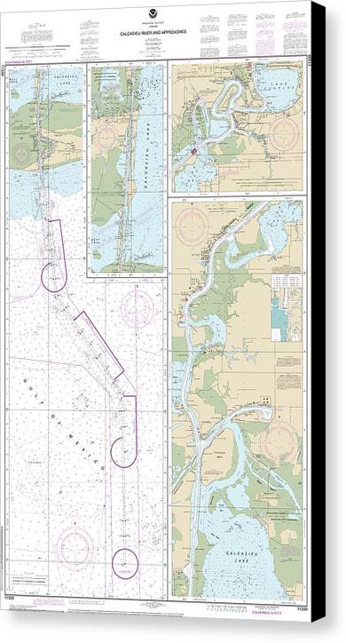 Nautical Chart-11339 Calcasieu River-approaches - Canvas Print