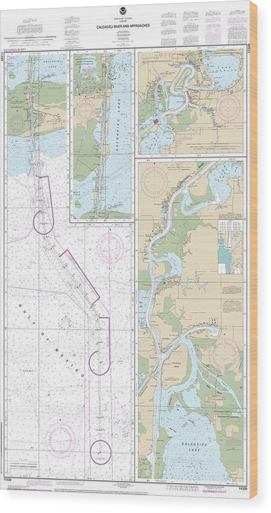 Nautical Chart-11339 Calcasieu River-Approaches Wood Print