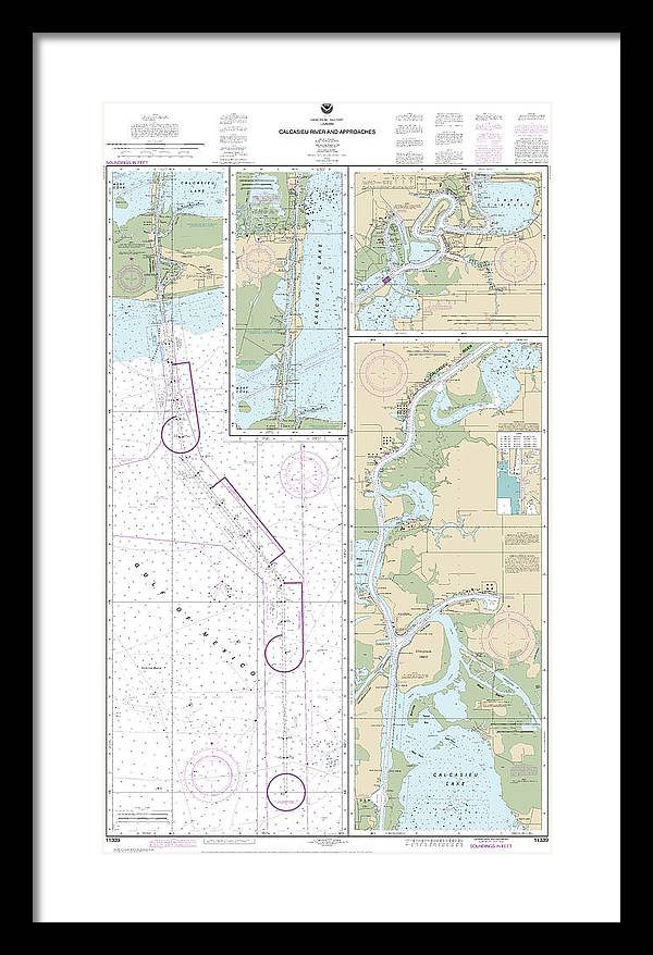 Nautical Chart-11339 Calcasieu River-approaches - Framed Print