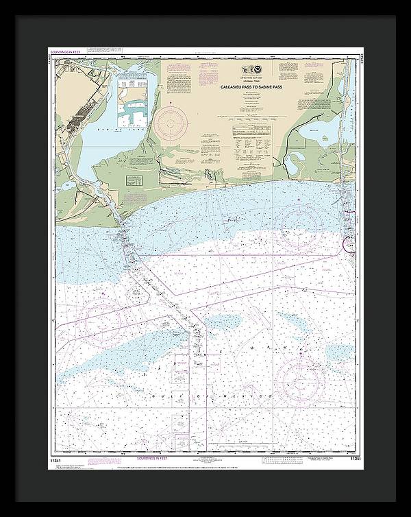 Nautical Chart-11341 Calcasieu Pass-sabine Pass - Framed Print