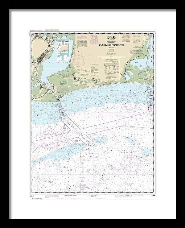 Nautical Chart-11341 Calcasieu Pass-sabine Pass - Framed Print