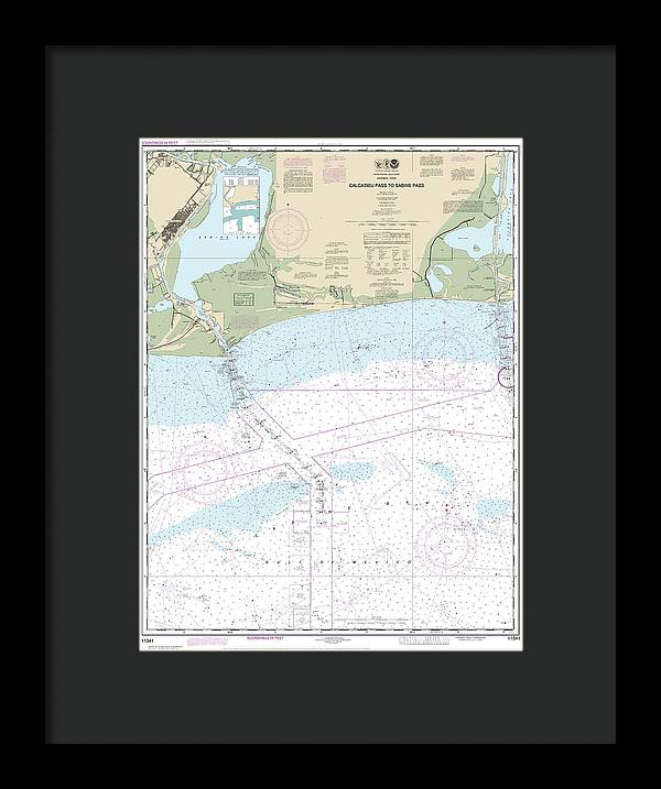 Nautical Chart-11341 Calcasieu Pass-sabine Pass - Framed Print