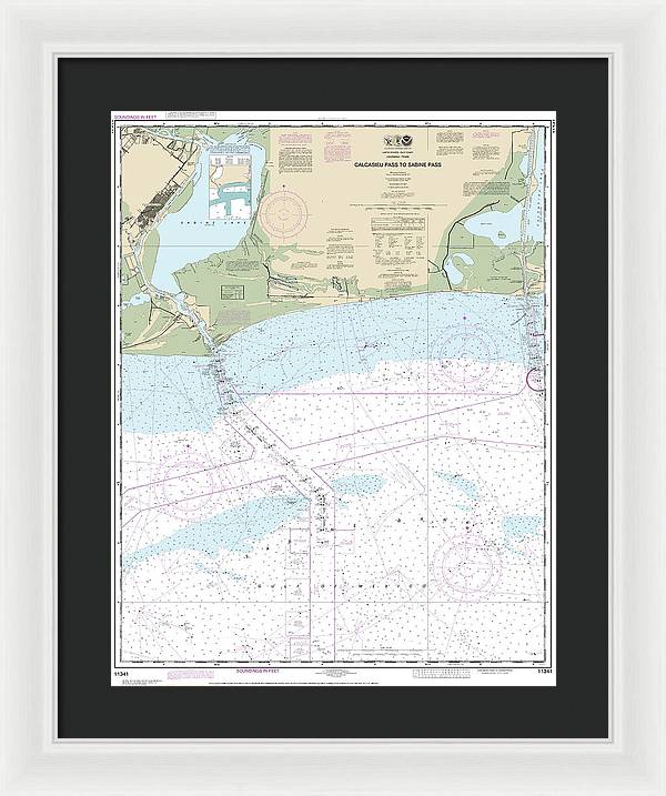 Nautical Chart-11341 Calcasieu Pass-sabine Pass - Framed Print