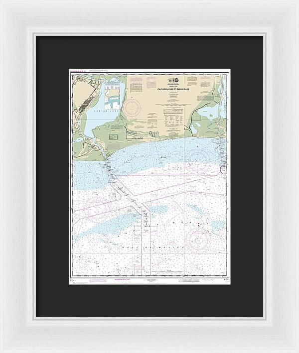 Nautical Chart-11341 Calcasieu Pass-sabine Pass - Framed Print