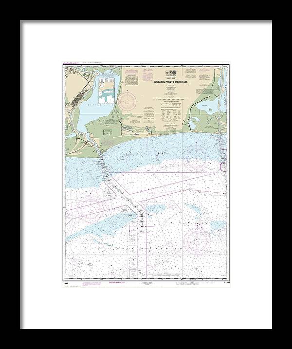 Nautical Chart-11341 Calcasieu Pass-sabine Pass - Framed Print