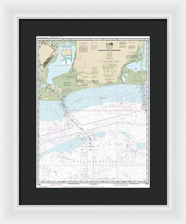 Nautical Chart-11341 Calcasieu Pass-sabine Pass - Framed Print