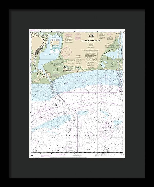 Nautical Chart-11341 Calcasieu Pass-sabine Pass - Framed Print