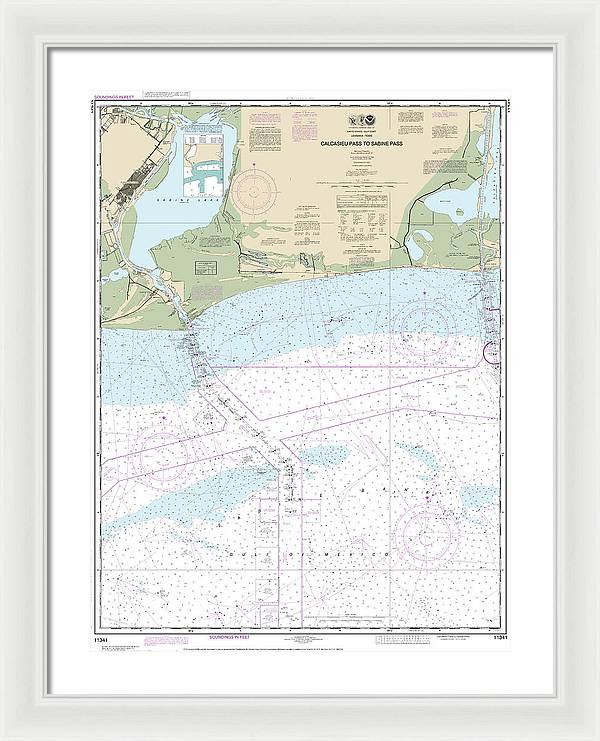 Nautical Chart-11341 Calcasieu Pass-sabine Pass - Framed Print