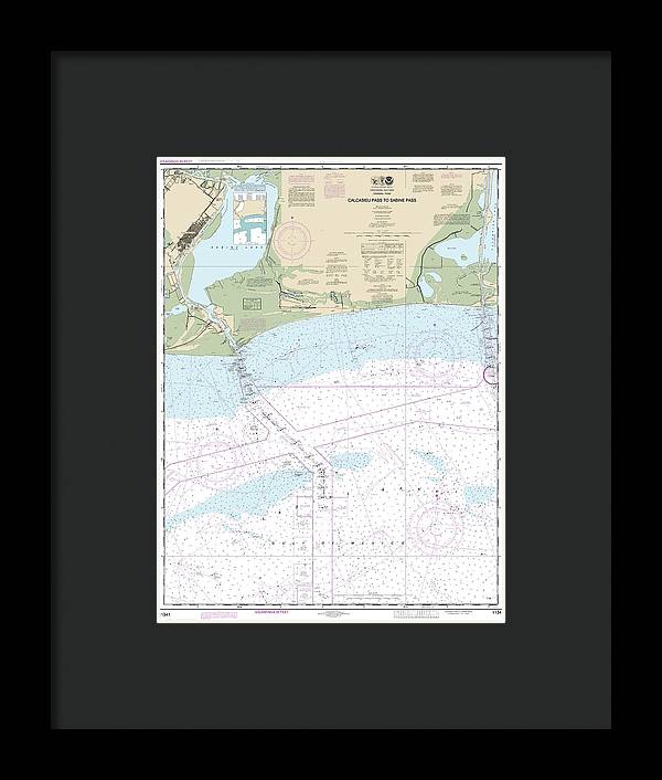 Nautical Chart-11341 Calcasieu Pass-sabine Pass - Framed Print