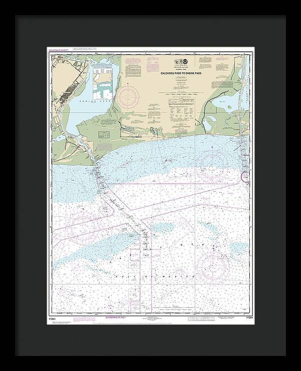 Nautical Chart-11341 Calcasieu Pass-sabine Pass - Framed Print