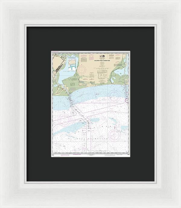 Nautical Chart-11341 Calcasieu Pass-sabine Pass - Framed Print