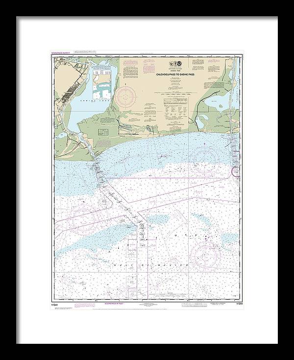 Nautical Chart-11341 Calcasieu Pass-sabine Pass - Framed Print