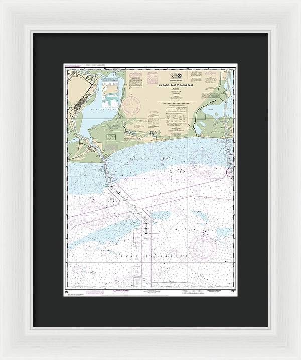 Nautical Chart-11341 Calcasieu Pass-sabine Pass - Framed Print