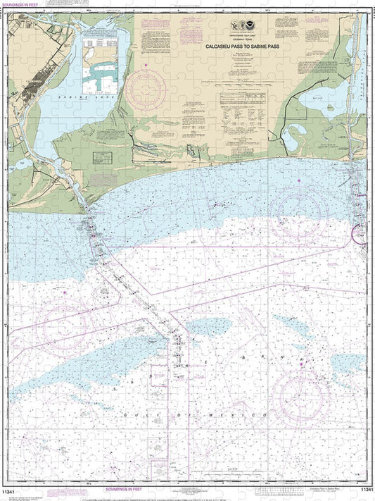 Nautical Chart 11341 Calcasieu Pass Sabine Pass Puzzle
