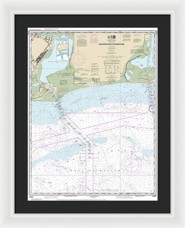 Nautical Chart-11341 Calcasieu Pass-sabine Pass - Framed Print