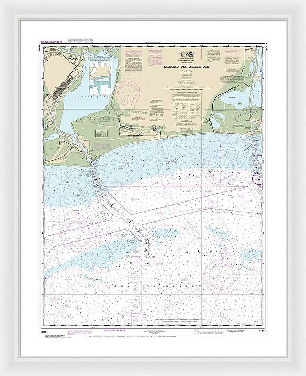 Nautical Chart-11341 Calcasieu Pass-sabine Pass - Framed Print