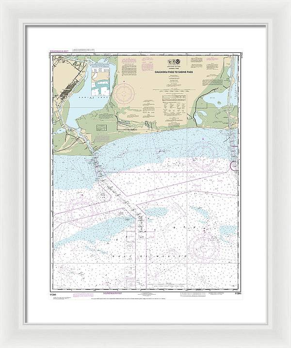 Nautical Chart-11341 Calcasieu Pass-sabine Pass - Framed Print