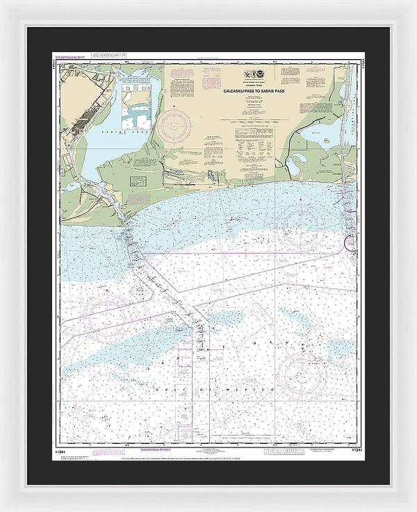 Nautical Chart-11341 Calcasieu Pass-sabine Pass - Framed Print