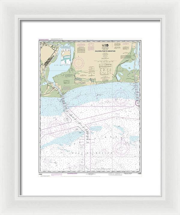 Nautical Chart-11341 Calcasieu Pass-sabine Pass - Framed Print