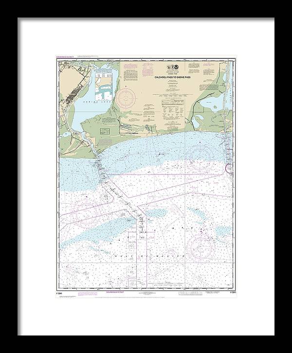 Nautical Chart-11341 Calcasieu Pass-sabine Pass - Framed Print