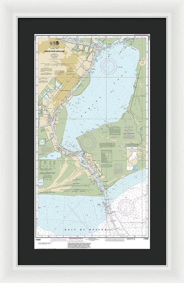 Nautical Chart-11342 Sabine Pass-lake - Framed Print