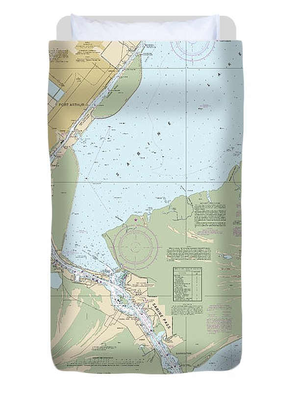 Nautical Chart-11342 Sabine Pass-lake - Duvet Cover