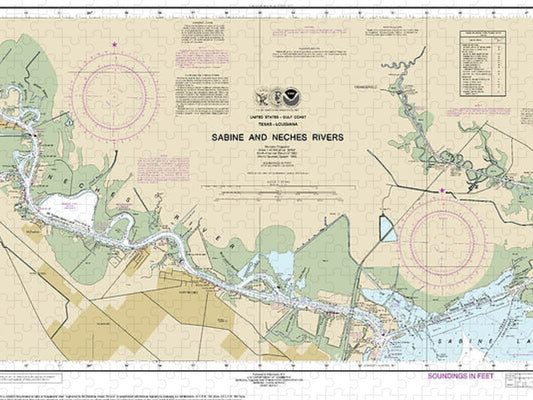 Nautical Chart 11343 Sabine Neches Rivers Puzzle