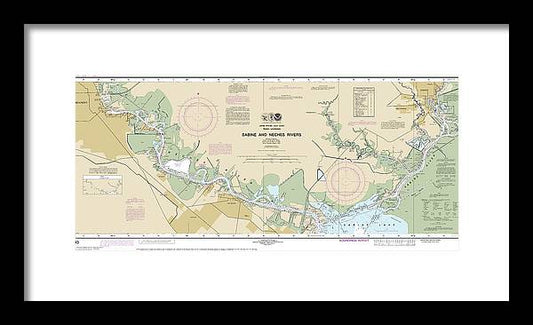 Nautical Chart-11343 Sabine-neches Rivers - Framed Print