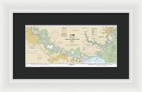 Nautical Chart-11343 Sabine-neches Rivers - Framed Print
