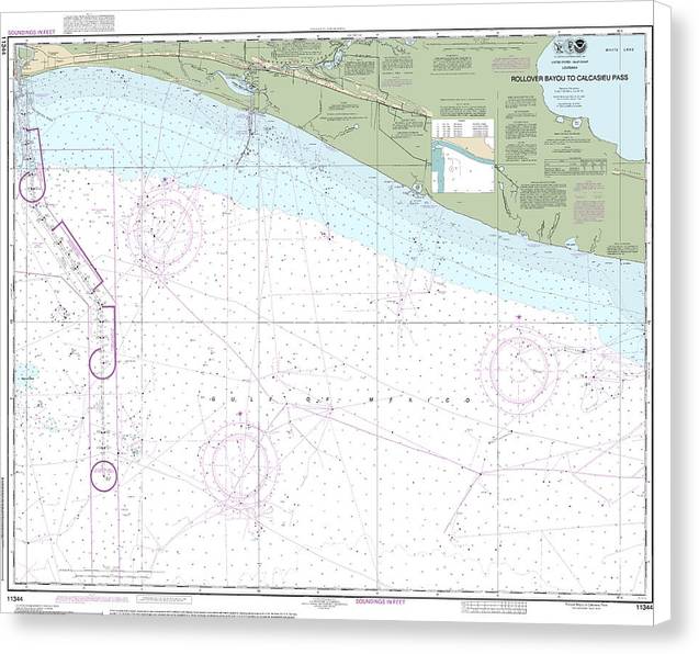 Nautical Chart-11344 Rollover Bayou-calcasieu Pass - Canvas Print