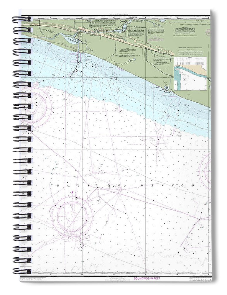 Nautical Chart 11344 Rollover Bayou Calcasieu Pass Spiral Notebook